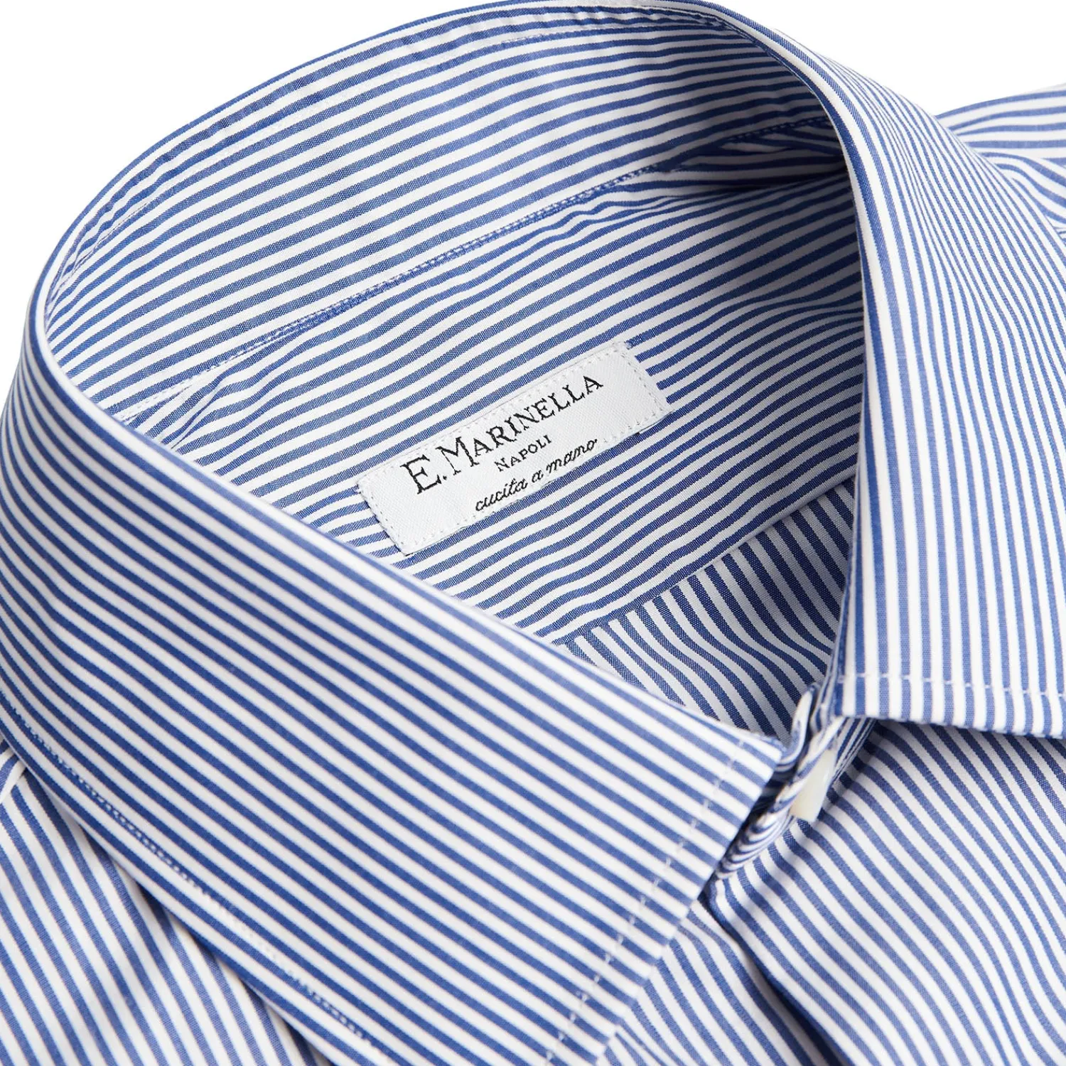 E.Marinella Camicie In Cotone|CAMICIA CLASSICA RIGHE BIANCO E BLU REGULAR In cotone popeline