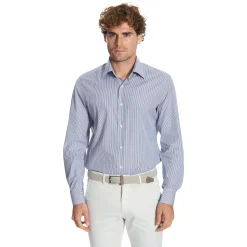 E.Marinella Camicie In Cotone|CAMICIA CLASSICA RIGHE BIANCO E BLU REGULAR In cotone popeline