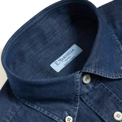 E.Marinella Camicie In Cotone|CAMICIA DI JEANS Blu
