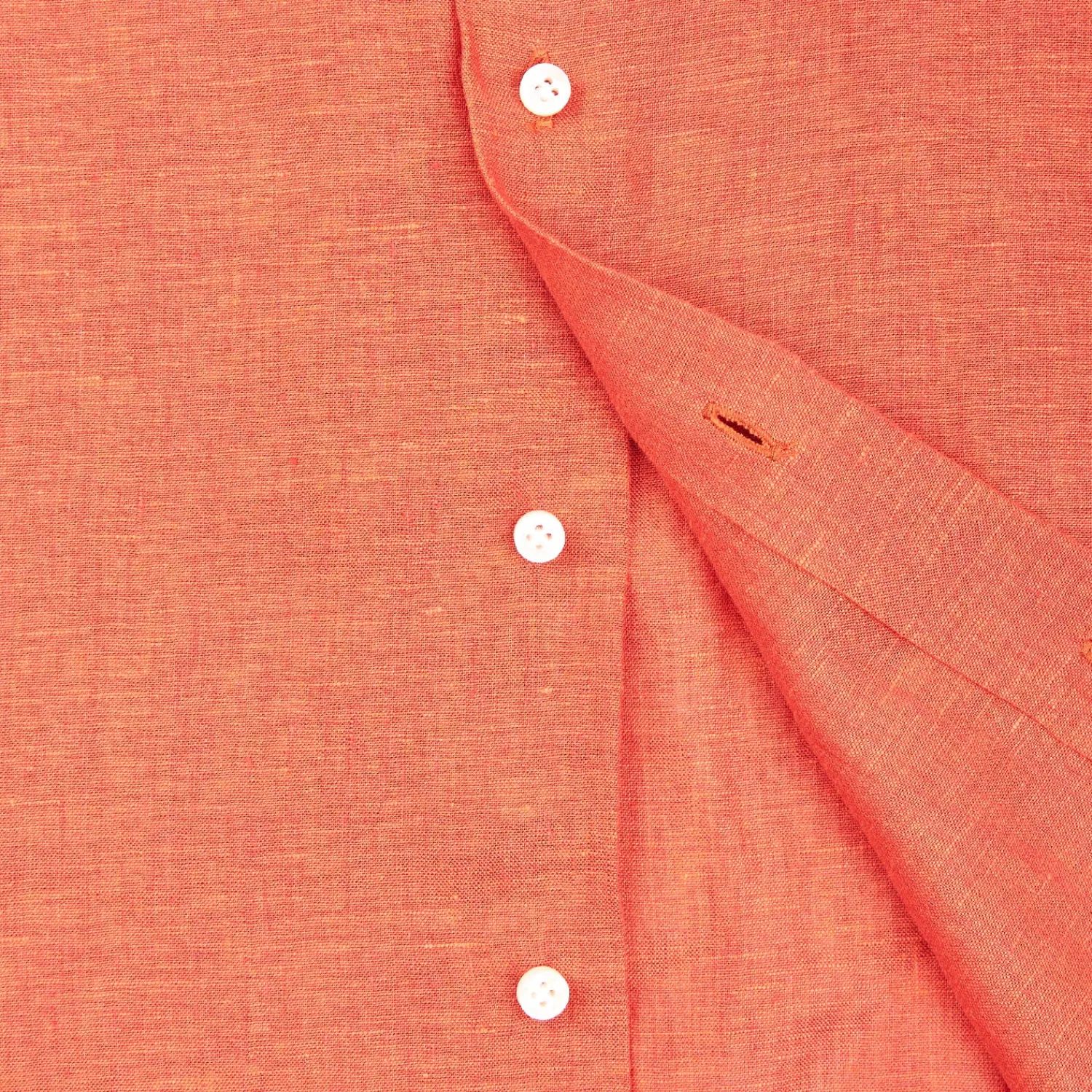 E.Marinella Camicie In Lino|CAMICIA IN LINO ARANCIONE Con bottoni in madreperla