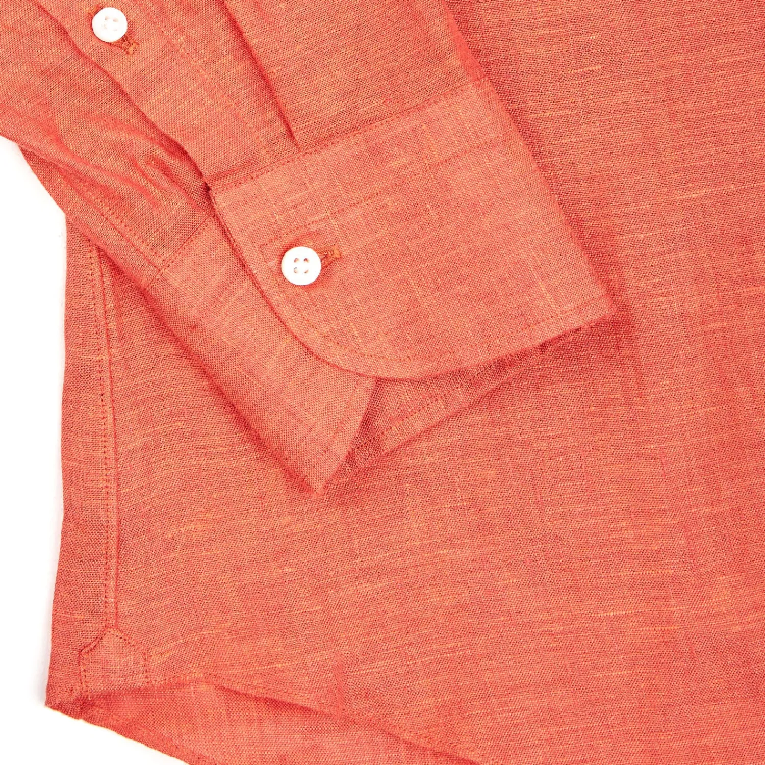 E.Marinella Camicie In Lino|CAMICIA IN LINO ARANCIONE Con bottoni in madreperla