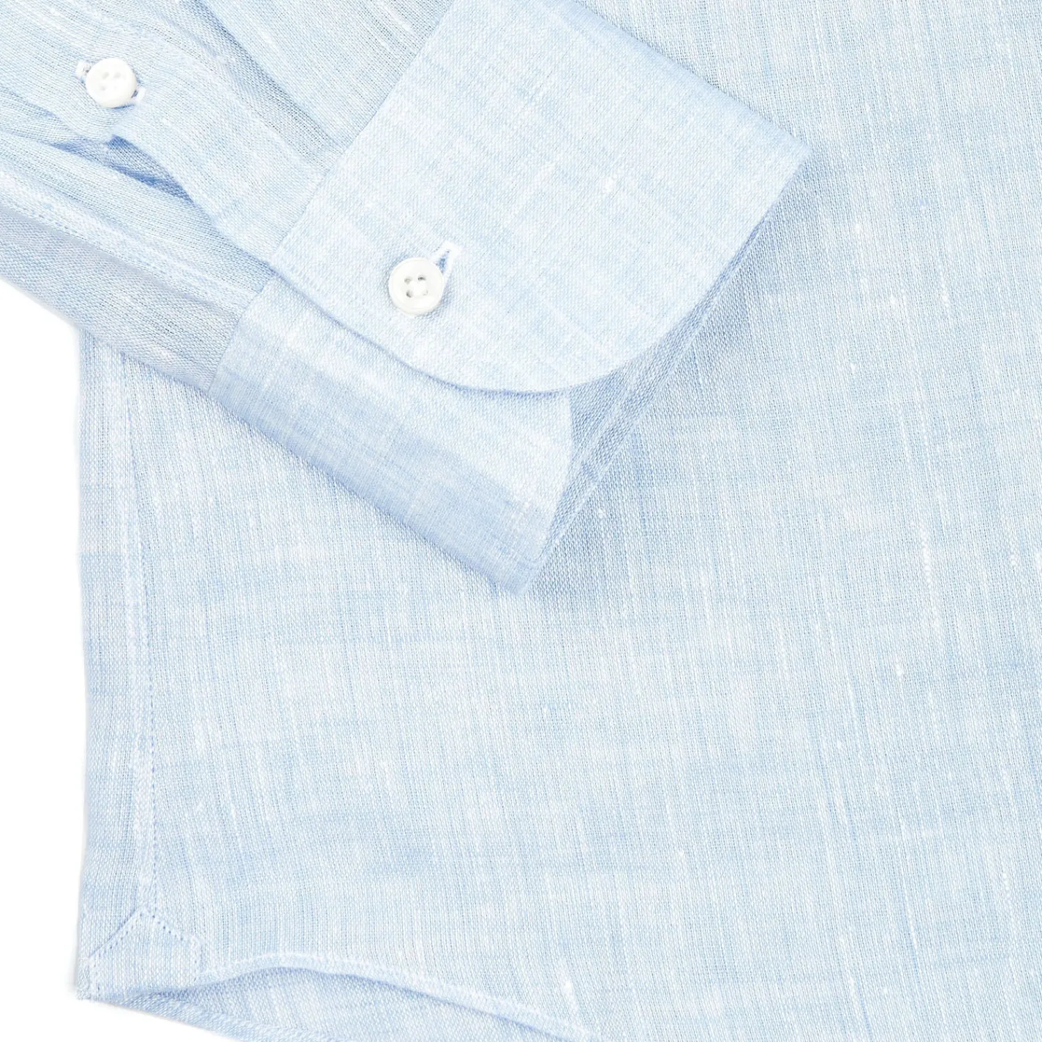 E.Marinella Camicie In Lino|CAMICIA IN LINO AZZURRA Con bottoni in madreperla