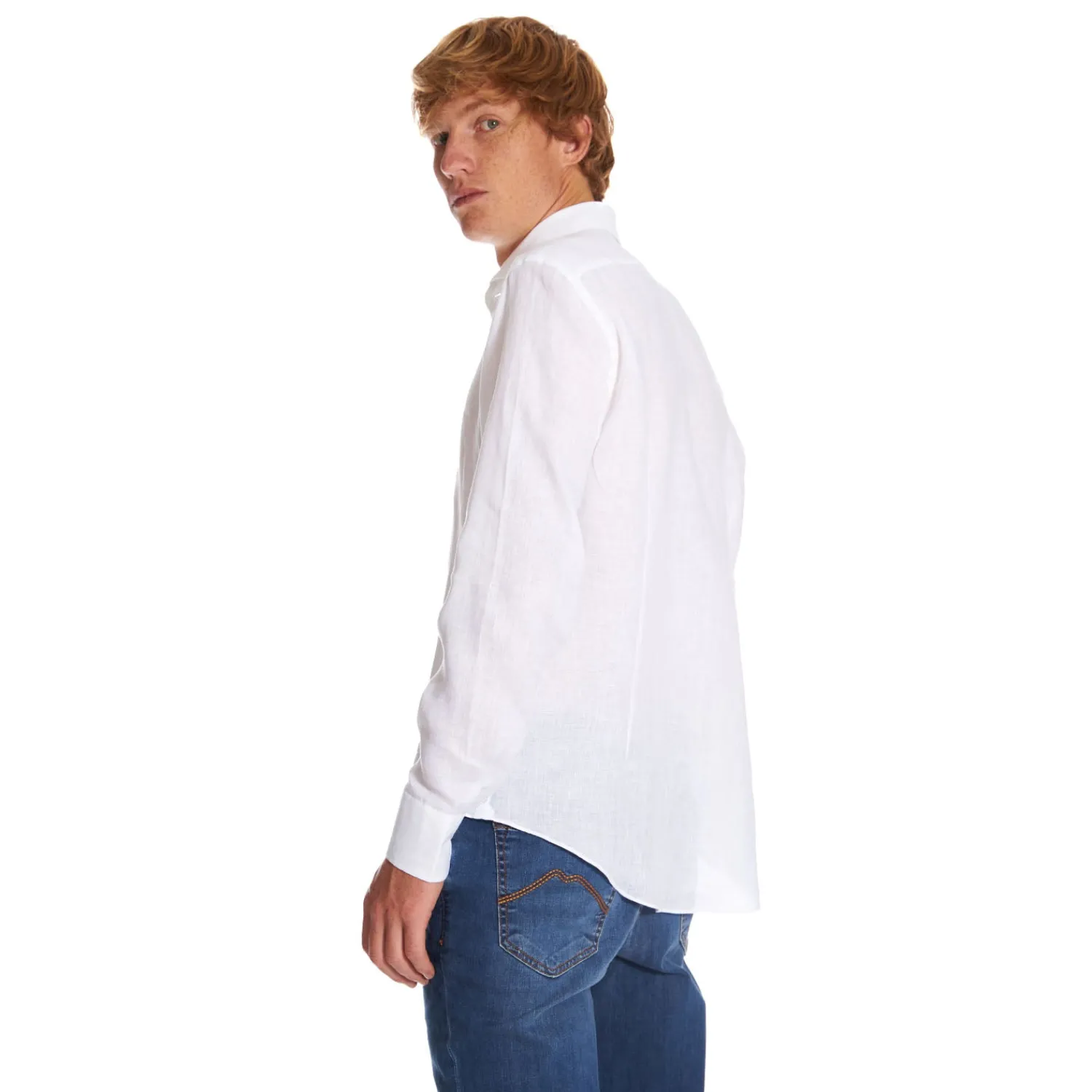 E.Marinella Camicie In Lino|CAMICIA IN LINO BIANCA Con bottoni in madreperla