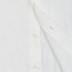 E.Marinella Camicie In Lino|CAMICIA IN LINO BIANCA Con bottoni in madreperla