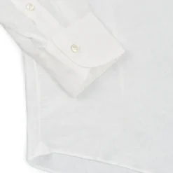 E.Marinella Camicie In Lino|CAMICIA IN LINO BIANCA Con bottoni in madreperla