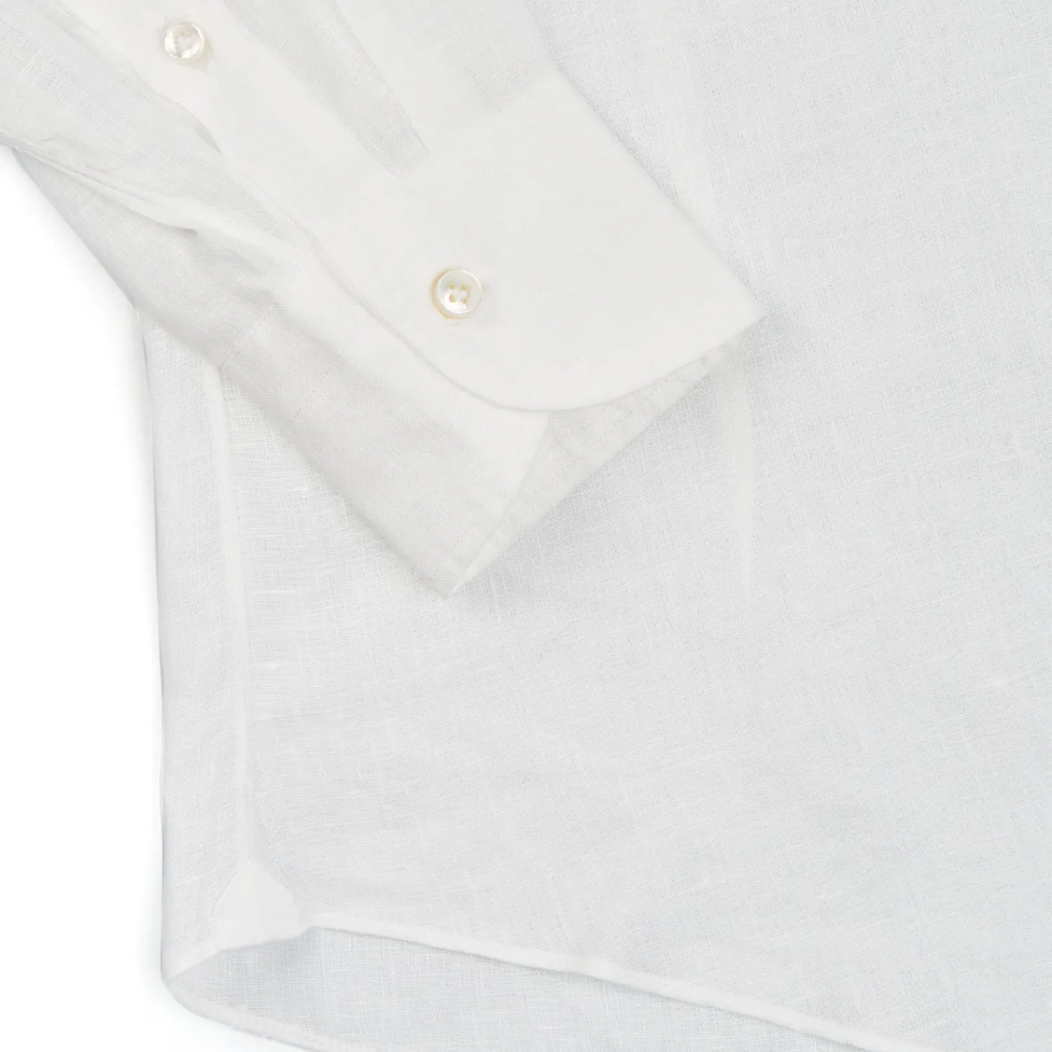 E.Marinella Camicie In Lino|CAMICIA IN LINO BIANCA Con bottoni in madreperla