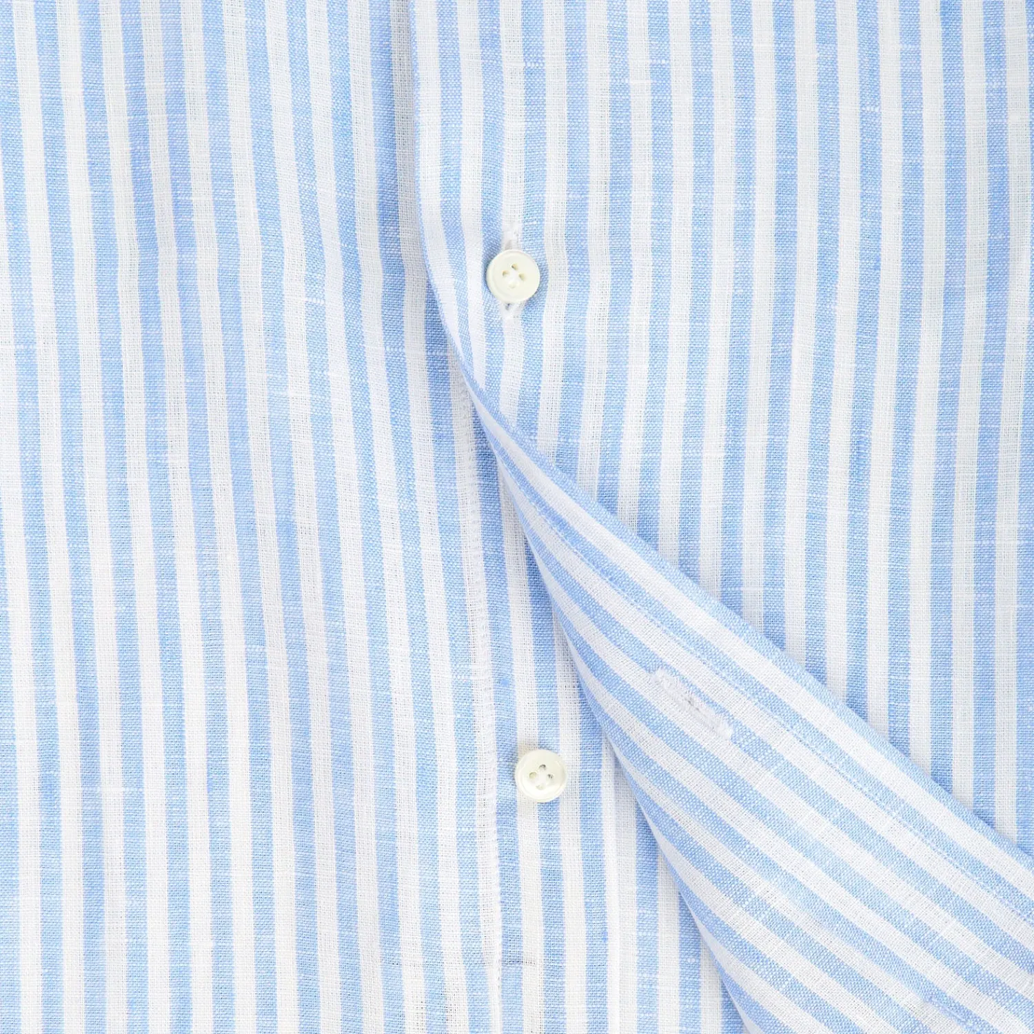 E.Marinella Camicie In Lino|CAMICIA IN LINO BIANCA E AZZURRA Rigata