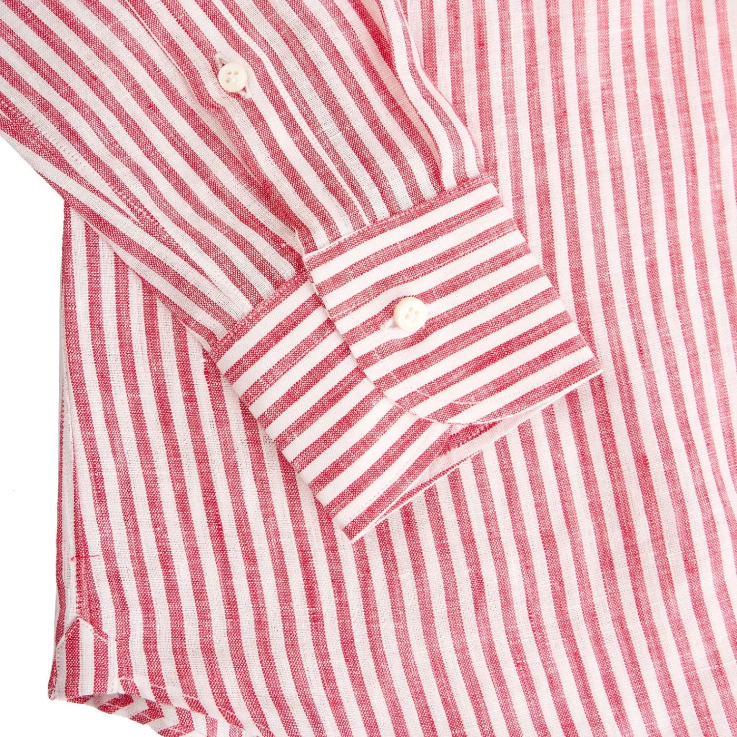 E.Marinella Camicie In Lino|CAMICIA IN LINO BIANCA E BORDEAUX Rigata