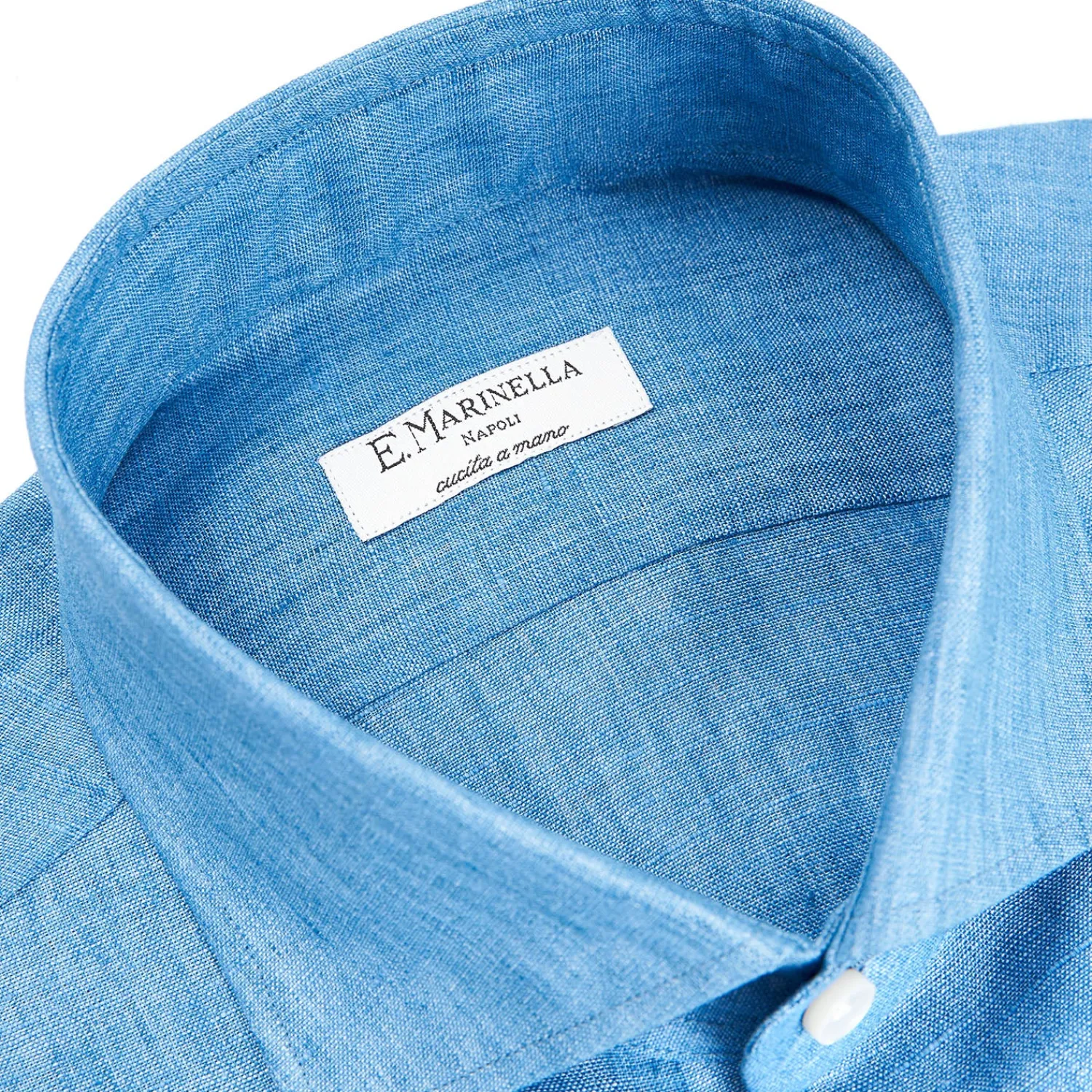 E.Marinella Camicie In Lino|CAMICIA IN LINO BLUETTE Con bottoni in madreperla