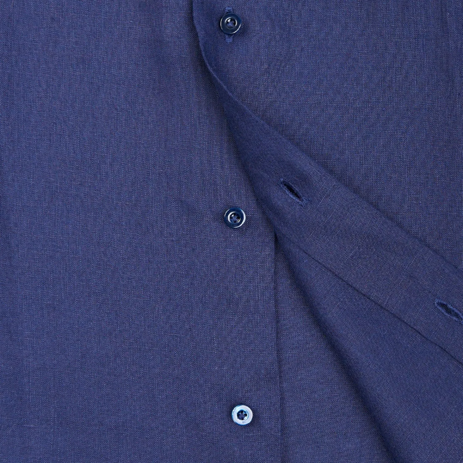 E.Marinella Camicie In Lino|CAMICIA IN LINO BLU NOTTE Con bottoni in madreperla