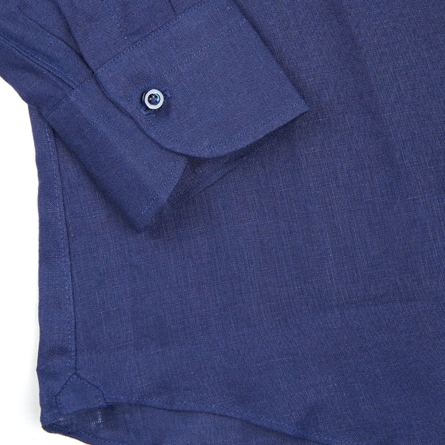 E.Marinella Camicie In Lino|CAMICIA IN LINO BLU NOTTE Con bottoni in madreperla