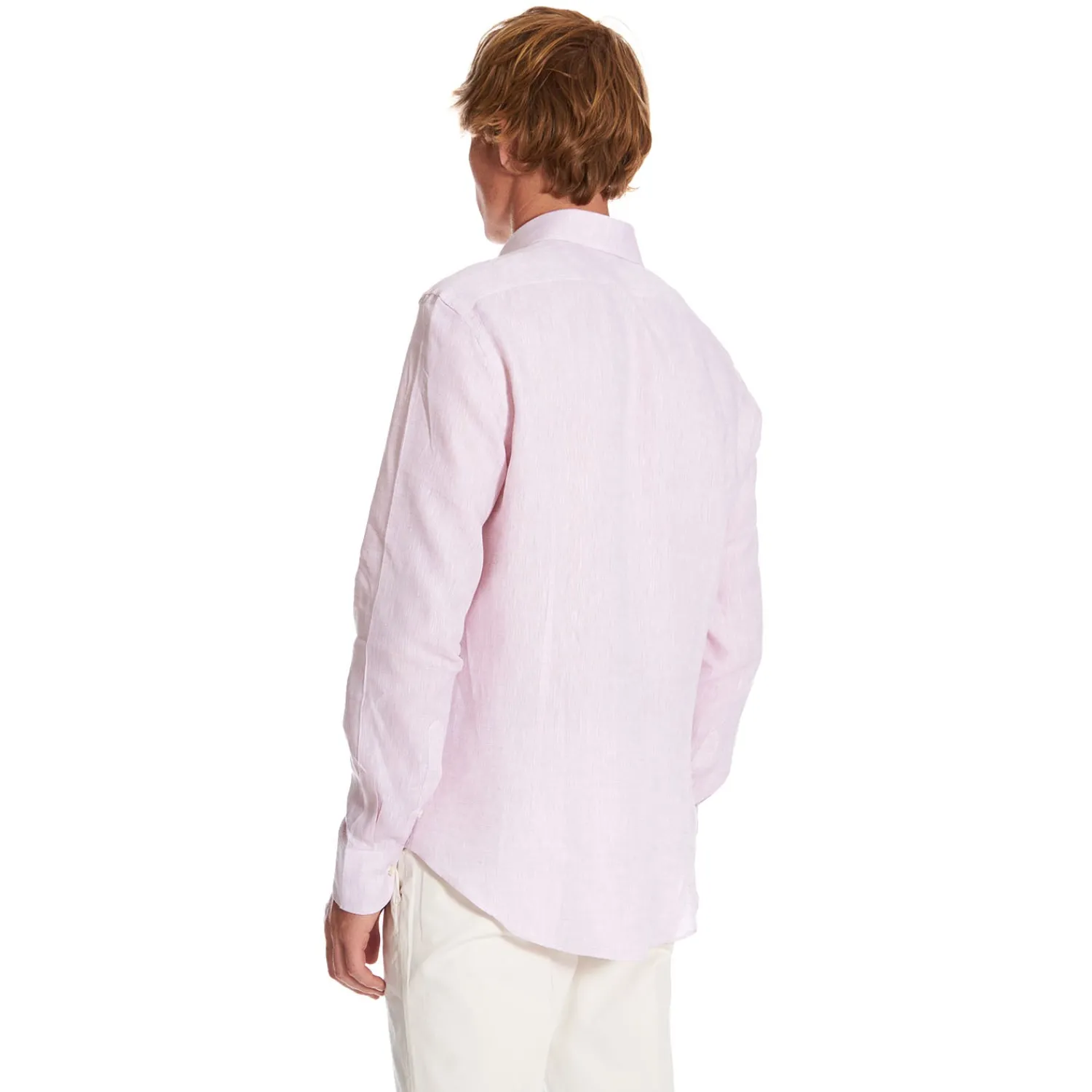 E.Marinella Camicie In Lino|CAMICIA IN LINO LILLA Con bottoni in madreperla