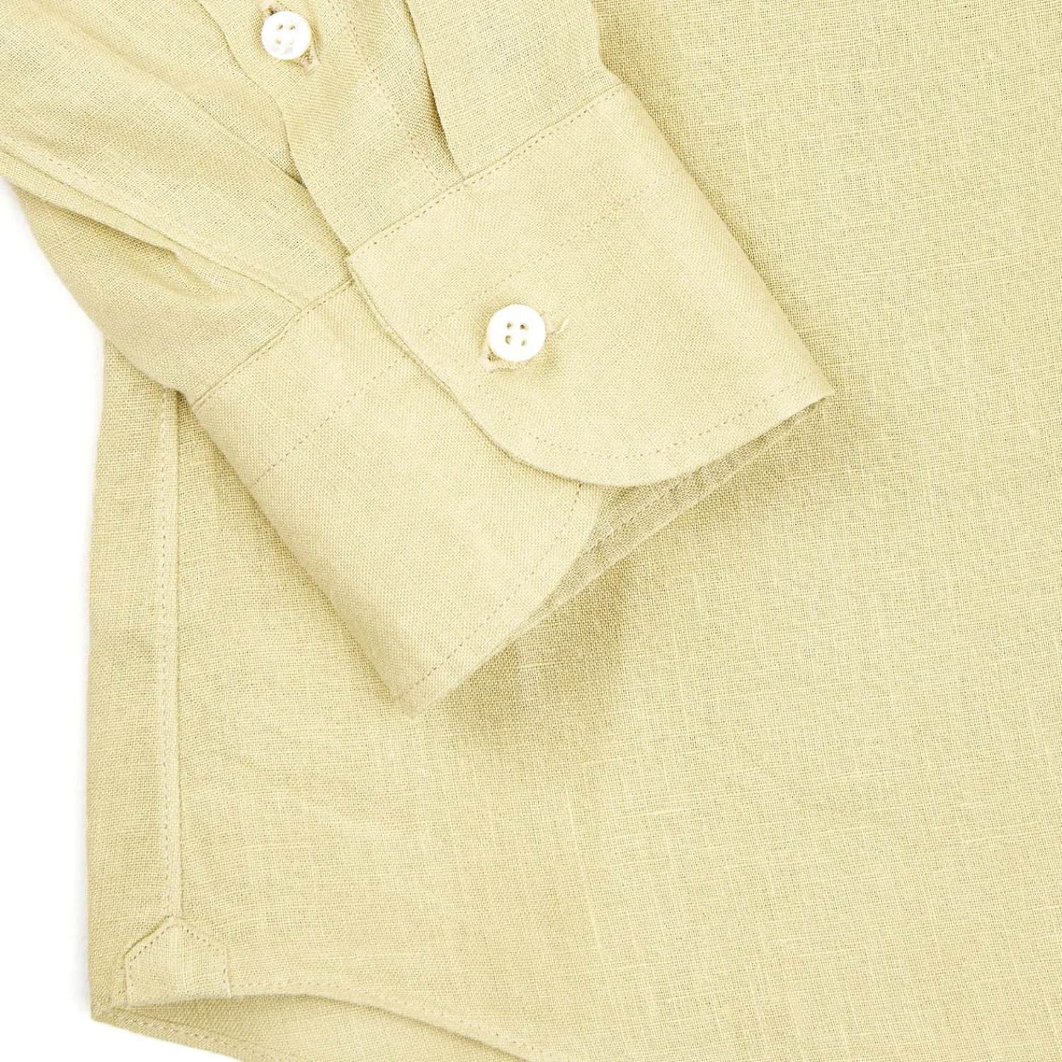 E.Marinella Camicie In Lino|CAMICIA IN LINO VERDE CHIARO Con bottoni in madreperla