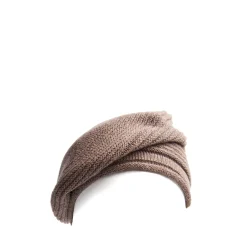 E.Marinella Cappelli|CAPPELLO BASCO A RIGHE MARRONE SCURO In cashmere