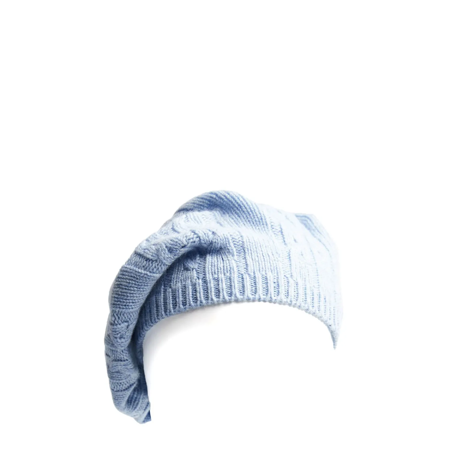 E.Marinella Cappelli|CAPPELLO BASCO A TRECCE AZZURRO In cashmere