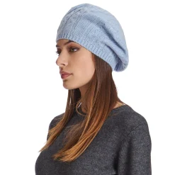 E.Marinella Cappelli|CAPPELLO BASCO A TRECCE AZZURRO In cashmere