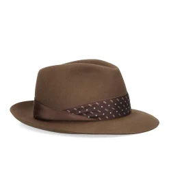 E.Marinella Cappelli|CAPPELLO MODELLO EUGENIO IN FELTRO MARRONE Con dettagli in seta marrone
