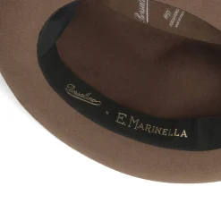 E.Marinella Cappelli|CAPPELLO MODELLO EUGENIO IN FELTRO MARRONE Con dettagli in seta marrone