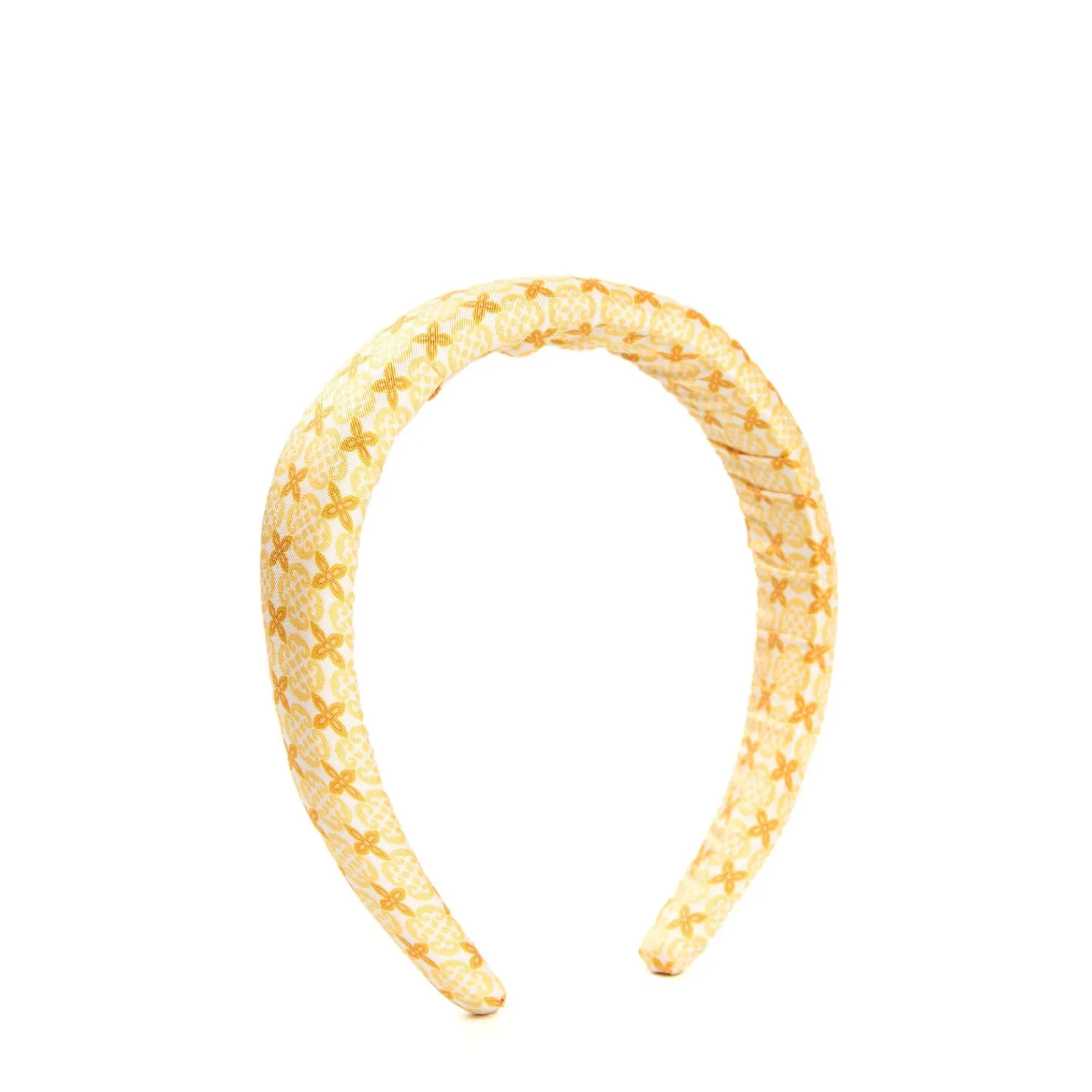 E.Marinella Fasce Ed Elastici Per Capelli|CERCHIETTO IN TWILL DI SETA GIALLO Microfantasia fiore