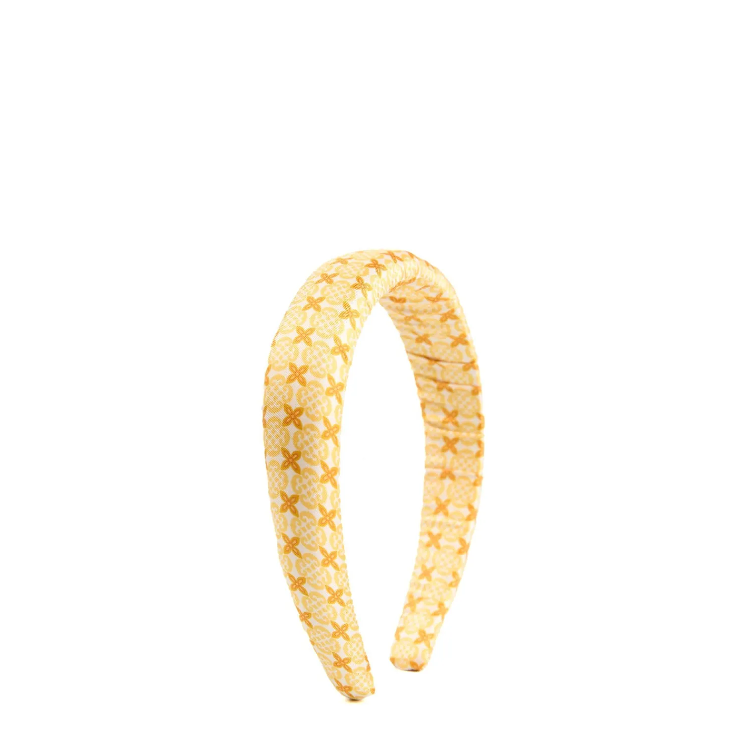 E.Marinella Fasce Ed Elastici Per Capelli|CERCHIETTO IN TWILL DI SETA GIALLO Microfantasia fiore