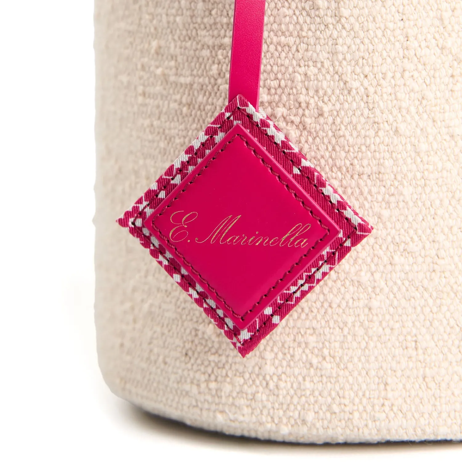 E.Marinella Mini Bag|CESTINO IN SETA E CANVAS FUCSIA Archivio inspiration 1982