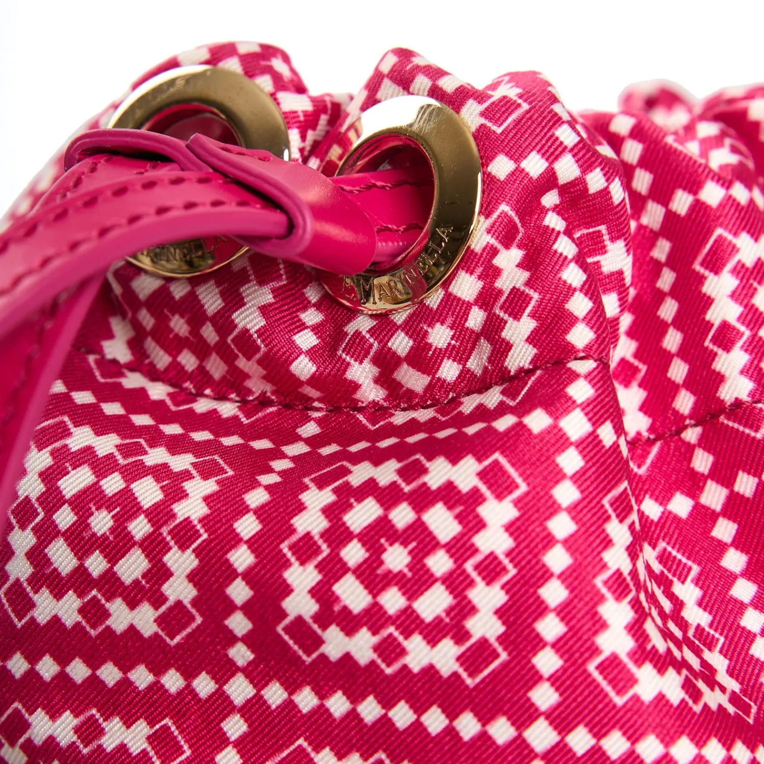 E.Marinella Mini Bag|CESTINO IN SETA E CANVAS FUCSIA Archivio inspiration 1982