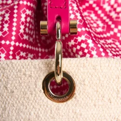 E.Marinella Mini Bag|CESTINO IN SETA E CANVAS FUCSIA Archivio inspiration 1982