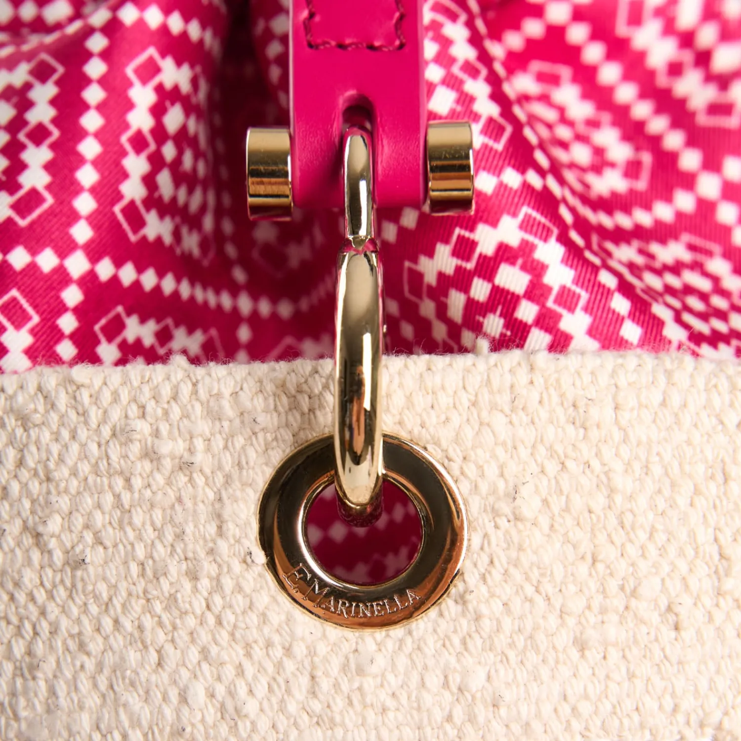 E.Marinella Mini Bag|CESTINO IN SETA E CANVAS FUCSIA Archivio inspiration 1982