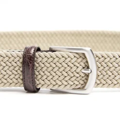 E.Marinella Cinture|CINTURA ELASTICA BEIGE Con finiture in coccodrillo