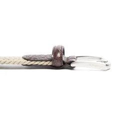 E.Marinella Cinture|CINTURA ELASTICA BEIGE Con finiture in coccodrillo