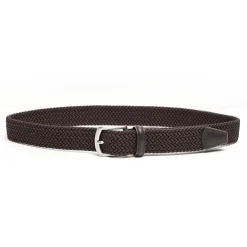 E.Marinella Cinture|CINTURA ELASTICA INTRECCIATA TESTA MORO Con finiture in pelle 35 mm