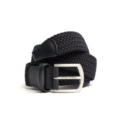 E.Marinella Cinture|CINTURA ELASTICA INTRECCIATA BLU SCURO Con finiture in pelle 35 mm