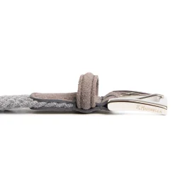 E.Marinella Cinture|CINTURA INTRECCIATA IN LANA GRIGIO CHIARO Con finiture in camoscio