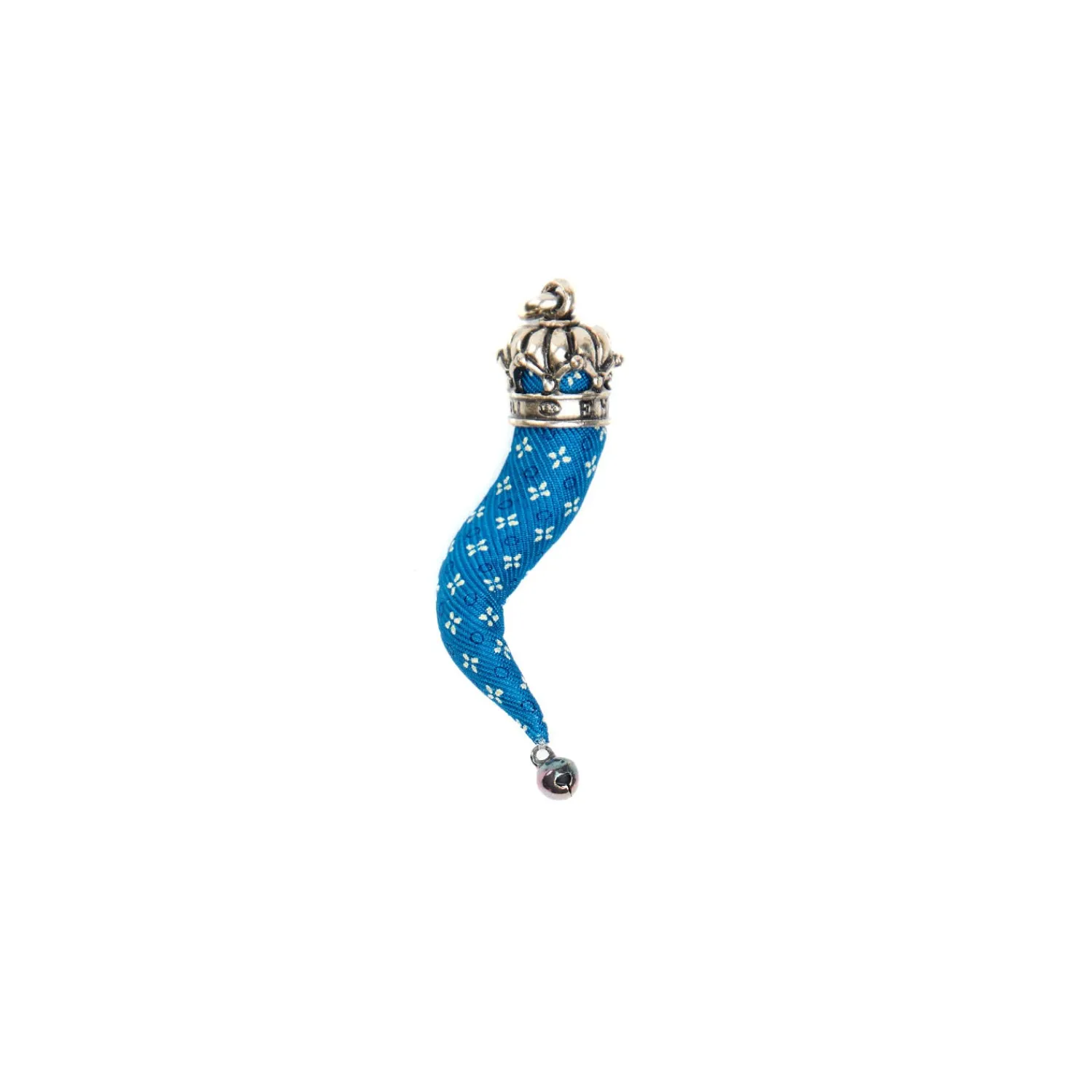 E.Marinella Cornetti Portafortuna|CORNETTO BLUETTE In seta e argento