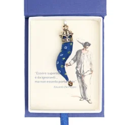 E.Marinella Cornetti Portafortuna|CORNETTO BLU In seta e argento