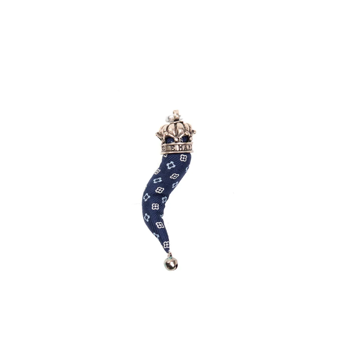 E.Marinella Cornetti Portafortuna|CORNETTO BLU SCURO In seta e argento