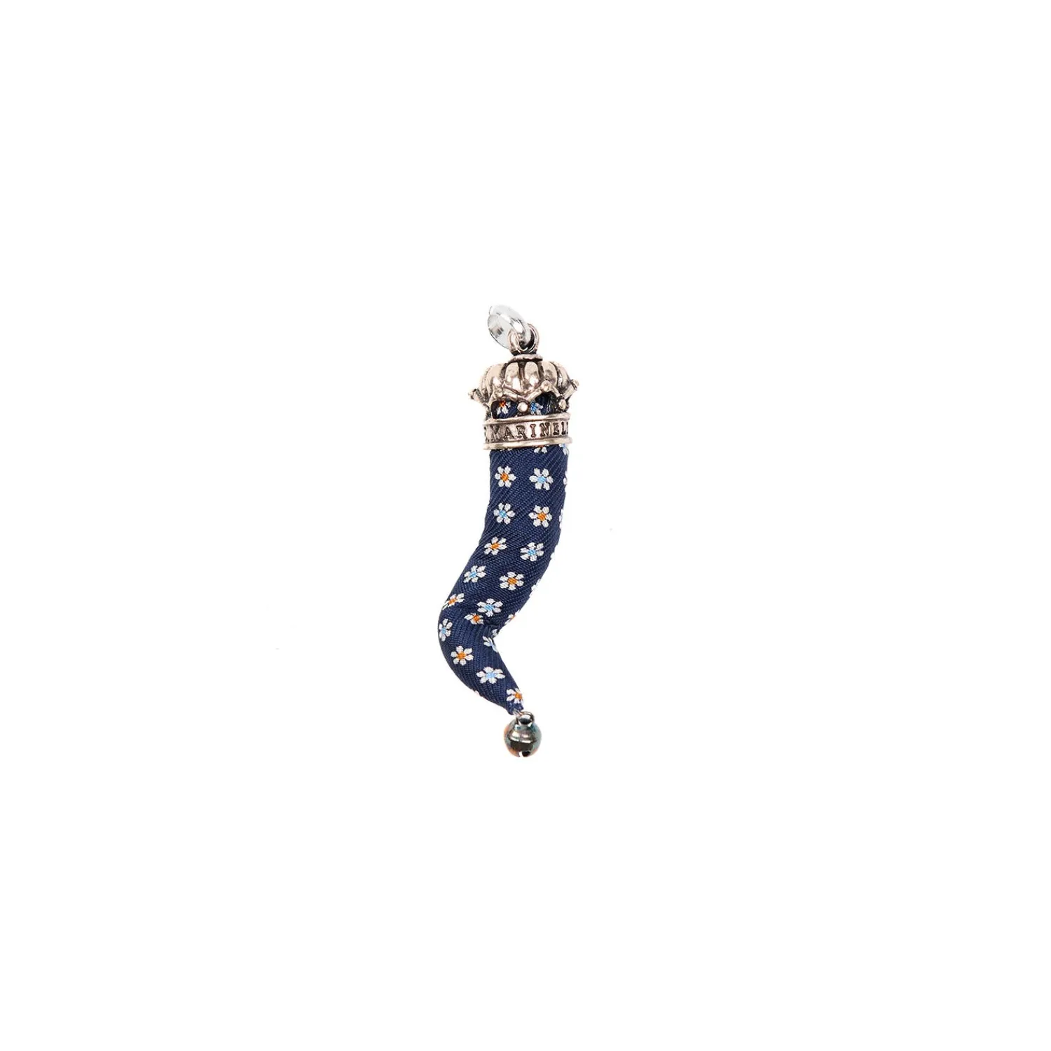 E.Marinella Cornetti Portafortuna|CORNETTO BLU SCURO In seta e argento