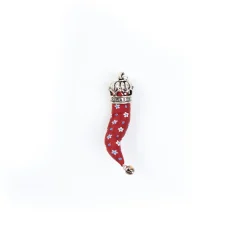 E.Marinella Cornetti Portafortuna|CORNETTO BORDEAUX In seta e argento
