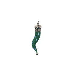 E.Marinella Cornetti Portafortuna|CORNETTO IN SETA VERDE SCURO In seta e argento