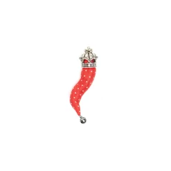 E.Marinella Cornetti Portafortuna|CORNETTO ROSSO In seta e argento