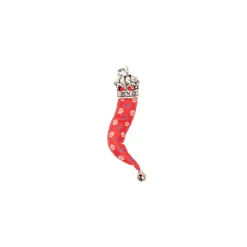 E.Marinella Cornetti Portafortuna|CORNETTO ROSSO In seta e argento