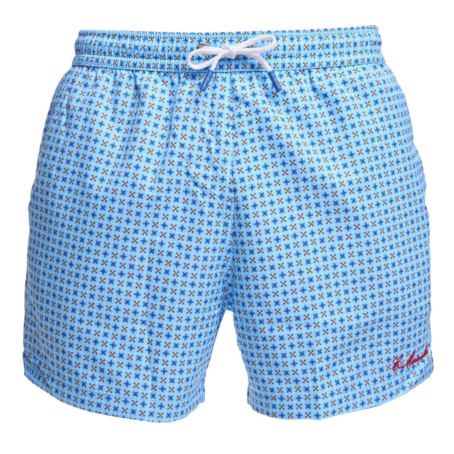 E.Marinella Costumi Da Uomo|COSTUME DA BAGNO AZZURRO Microfantasia fiore