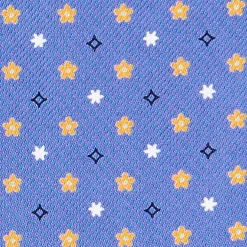 E.Marinella Ascot|CRAVATTA ASCOT IN SETA AZZURRO POLVERE Microfantasia fiore