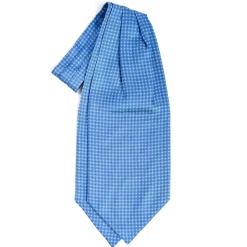 E.Marinella Ascot|CRAVATTA ASCOT IN SETA BLUETTE Microfantasia fiore