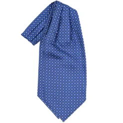 E.Marinella Ascot|CRAVATTA ASCOT IN SETA BLU Microfantasia fiore