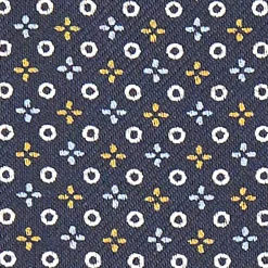 E.Marinella Ascot|CRAVATTA ASCOT IN SETA BLU SCURO Microfantasia fiore
