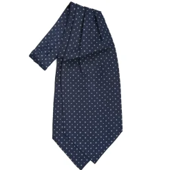 E.Marinella Ascot|CRAVATTA ASCOT IN SETA BLU SCURO Microfantasia fiore