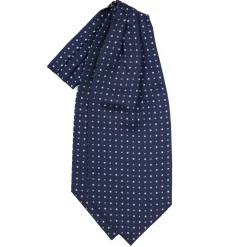 E.Marinella Ascot|CRAVATTA ASCOT IN SETA BLU SCURO Microfantasia fiore
