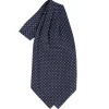 E.Marinella Ascot|CRAVATTA ASCOT IN SETA BLU SCURO Microfantasia fiore