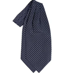 E.Marinella Ascot|CRAVATTA ASCOT IN SETA BLU SCURO Microfantasia fiore